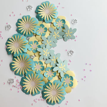 Pinfliers Blue & Mint Paper Flower Garland for Birthday Party